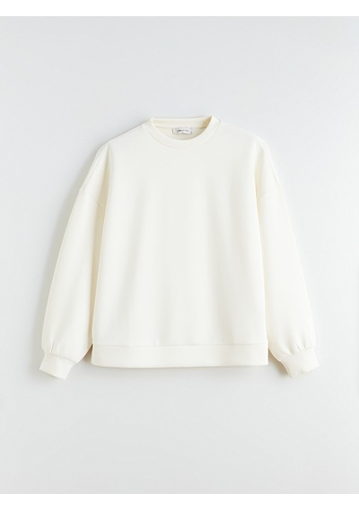 Lcw Vision Sarı Bisiklet Yaka Oversize Kadın Sweatshirt