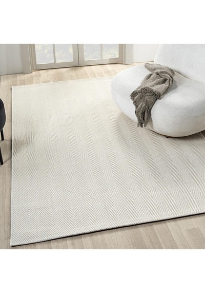 Krem Beyaz Kılçık Desenli Modern Halı - L665krbo Krem - Beyaz