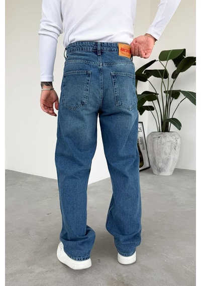 Dokulu Mavi Soft Degrade Basic Regular Pantolon Dokulu Mavi