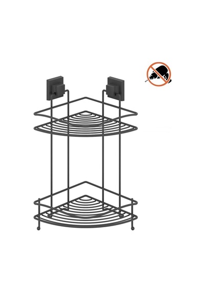 Tekno Tel Ef-253 Yapışkanlı 2 Katlı Köşelik Banyo Rafı Siyah