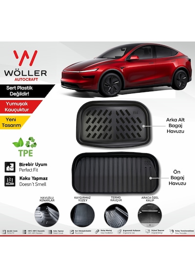 Tesla Model Y Juniper Bagaj Havuzu Seti Ön Ve Arka Alt Bagaj Havuzu 2025 Sonrası 3d Ultraflex Esnek