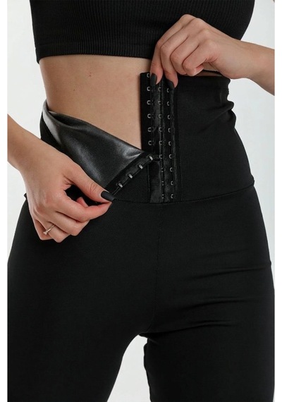 Fit Women Kadın Agraflı Termal Sauna Tayt 4409 Siyah
