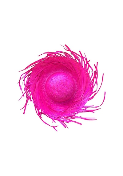 Tropikal Parti Pembe Fuşya Hasır Hawaii Şapkası 13x36 Cm Diğer