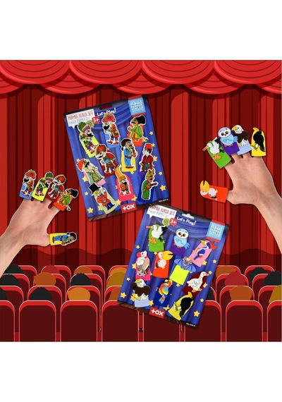 2 Set - 20 Parça Tox Hacivat  Karagöz ve Uçan Hayvanlar Parmak Kuk