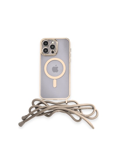 Newface Apple iPhone Uyumlu 12 Pro Max Kılıf Divo Lazer Askılı Magsafe Kapak Glblseme - 23 - Gold