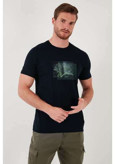 Buratti Pamuklu Slim Fit Bisiklet Yaka Erkek T Shirt 646R8120 Lacivert