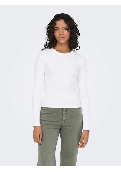 Only Onlval L/s O-neck Top Kadın Uzun Kollu T-shirt 15371305 Beyaz