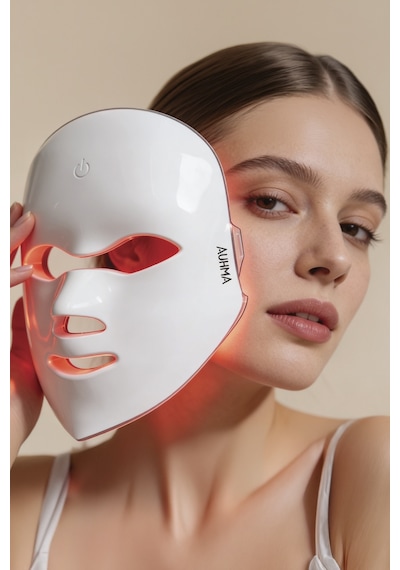Auhma Ahb-08 Led Yüz Bakım Maskesi 7 Renk Fototerapi Işık Modlu Kablosuz Cilt Bakım Ve Güzellik Mask