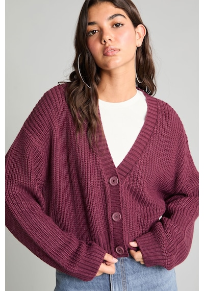 Defacto Regular Fit V Yaka Basic Düz Düğme Kapamalı Triko Hırka U2052az26wnbr162 Bordo-br162
