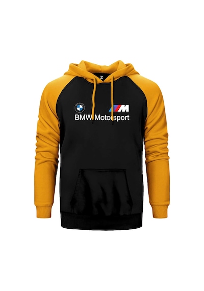 Bmw Logo M Power Motorsport Sarı Renk Reglan Kol Kapşonlu Sweatshirt Sarı