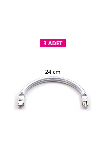 2K Gizli Metal Oval Çanta Bursu 3 Adet - 24 Cm - Metal Çanta Aparatı Çanta Aksesuarı Açık Ahşap