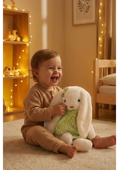 Yumuşacık Sevimli Tavşan Büyük Boy Peluş Oyuncak 45 Cm Beyaz