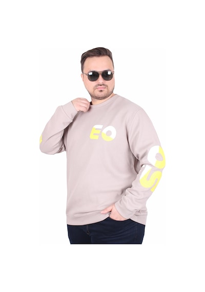 Moc Grande Mocgrande Büyük Beden Bisiklet Yaka Sweat Double Face Pike Eo 25703 Bej Bej