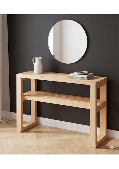 Naturel Ahşap Ladin Casual Dresuar Raflı