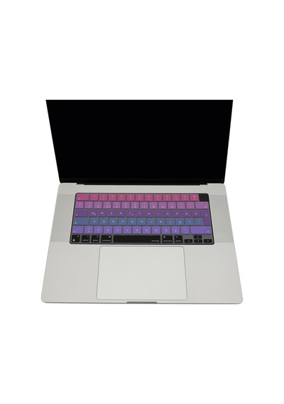 Macbook Türkçe Q Klavye Koruyucu Silikon Ombre İnce Hafif Toz Sıvı Koruma Air 13.6-15.3 İnç Pro 14.2-15.3 İnç Uyumlu Pembe Mavi