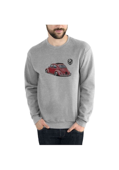 Wv Wosvos Beetle Baskılı Gri Erkek Örme Sweatshirt
