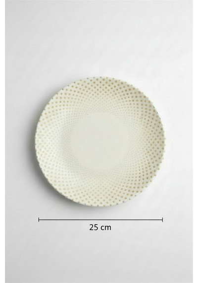 6'lı Valencia Servis Tabak 25cm Dijital Punto Rinart Krem