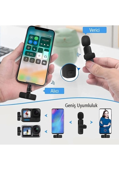 K8 Kablosuz Type-c + Lightning Vlogger Yaka Mi Krofonu
