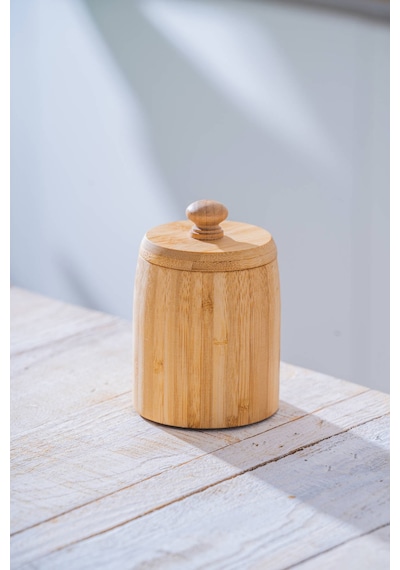 Acar Bambu Kapaklı Kavanoz - 12 Cm Kahverengi