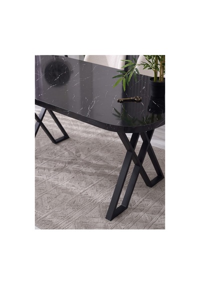 Nesa 90x170 Mdf X Ayak Masa Yemek Masası/mutfak Masası Siyah Siyah