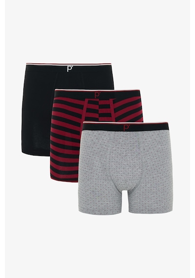 Penti Erkek Red Line Çizgili 3lü Organik Boxer Çok Renkli