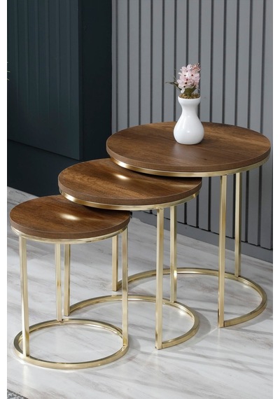 Faymend 3lü Lüx C Zigon Sehpa Gold Barok Gold Barok