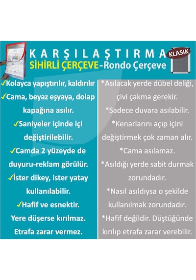 Mıknatıslı Yapışkanlı Çerçeve 2 Adet A4 Esnek Duyuru Panosu