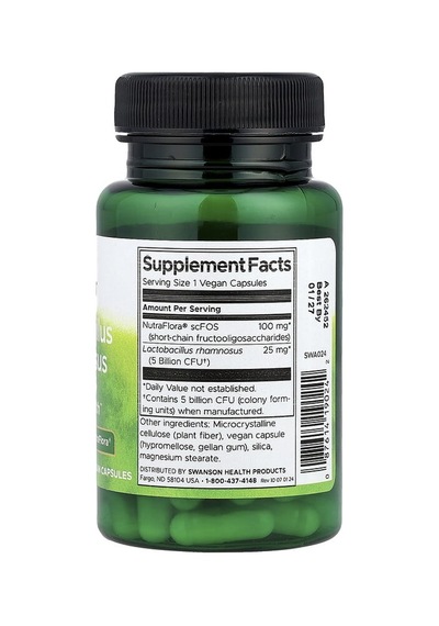 Swanson Vitamins, Lactobacillus Rhamnosus With Fos, 60 Vegan Capsules