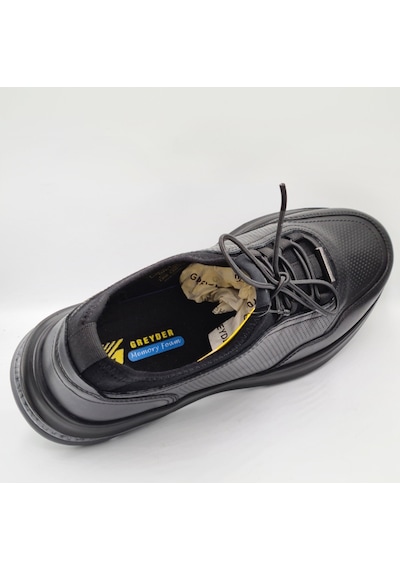 Greyder 18231 Siyah Hakiki Deri Erkek Günlük Deri Sneaker Siyah