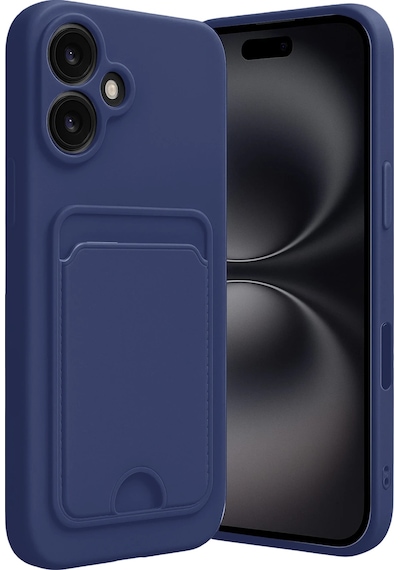 Gld-spt- Newface Apple Uyumlu iPhone 16 Kılıf Kelvin Kartvizitli Silikon - Lacivert
