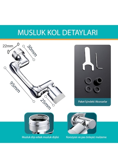 Hymark 1080 Derece Dönebilen Evrensel 2 Modlu Robotik Kol Mutfak