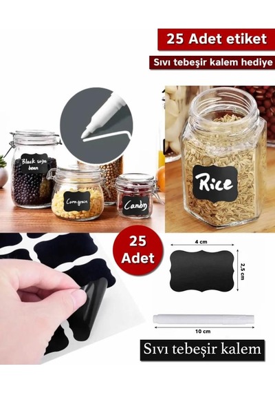Mithra Life 25 Adet Kavanoz Baharat Kalemli Sticker Etiketi Mıt1102