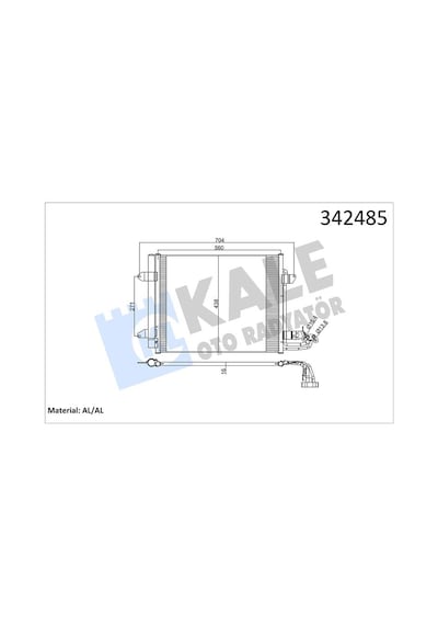 Kale 342485 Klima Radyatörü Kondanser - Vw Caddy 2006- 2.0 Klimalı Modeller 1t0820411a - 1t0820411b - 1t0820411c - 1t0820411e - 1td820411b