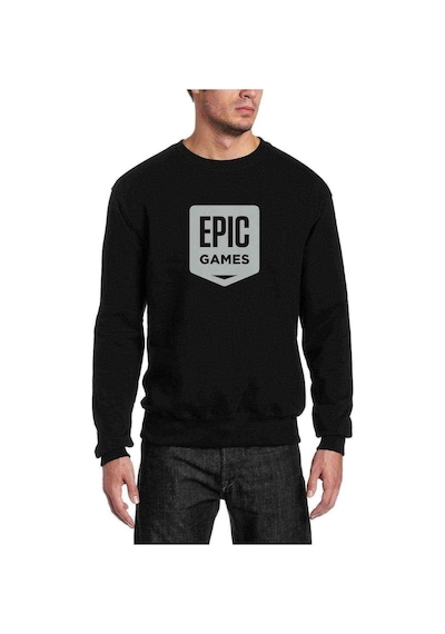 Epic Games Fortnite Baskılı Siyah Erkek Örme Sweatshirt
