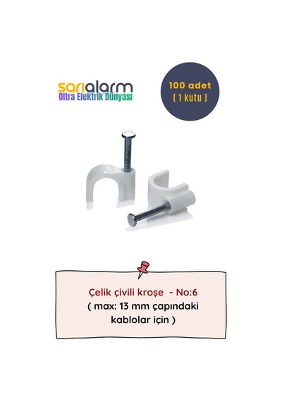 Oltra - Kablo Kroşe Çelik Çivili No:6 100'lü Kutu