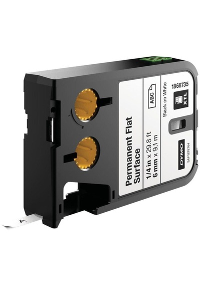 Dymo Xtl Sabit Polyester Yedek Kesintisiz Etiket Düz Yüzey 6mm X 9,1 Mt Beyaz - Siyah 1868735