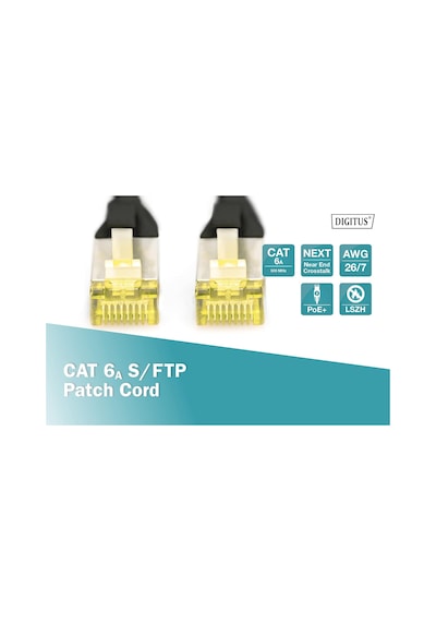 Professional Cat 6 A S-ftp Optik Ara Bağlantı Kablosu, Lszh, Awg 26/7, Bükülmüş Çift 1 M Siyah Standart