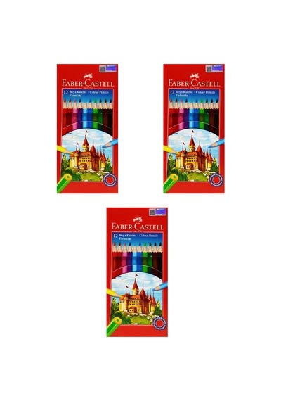 Faber Castell Kuru Boya Kalemi 12 Li 3 Adet Çok Renkli