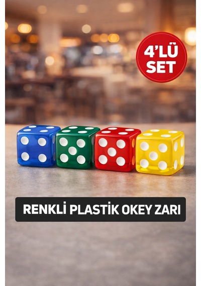 Renkli Plastik Okey Zarı 16 Mm Mavi Yeşil Kırmızı Sarı Zar