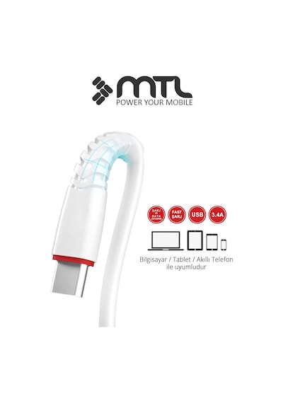 60w Pd Type-c To Type-c Hızlı Şarj Ve Data Kablosu 2 Metre Mt2211