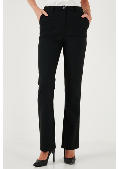 Lela Yüksek Bel Regular Fit Bol Paça Bayan Pantolon 611Pl030W4 Siyah
