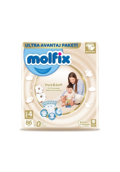 Molfix Pure&Soft Bebek Bezi 4 Numara Maxi Ultra Avantaj Paketi 86 Adet
