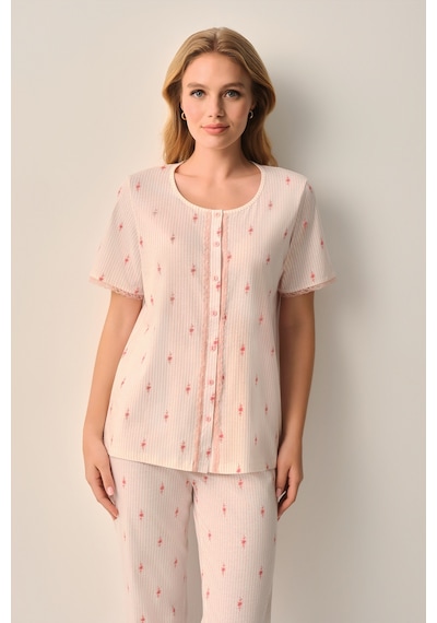 Suwen Maria Pamuklu Gömlek Yaka Pijama Takımı Sh26610660b334 Pembe