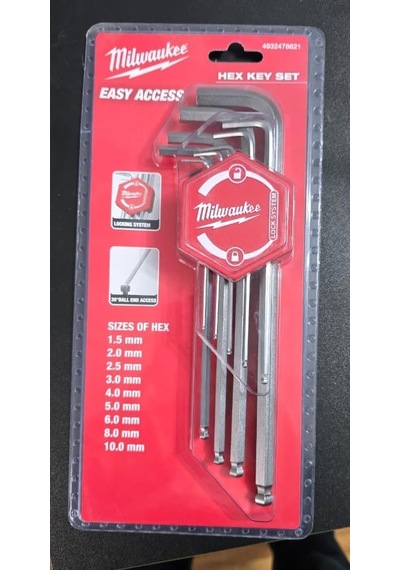 Milwauke E Allen Anahtarı Seti 1.5mm-10mm 9 Parça Metrik