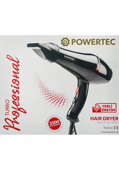 Powertec TR-901 Turbo Profesyonel 2500W Fön Makinesi & Saç Kurutma Makinesi