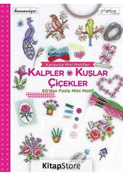 Kanaviçe Mini Motifler - Kalpler-Kuşlar-Çiçekler - Susan Bates