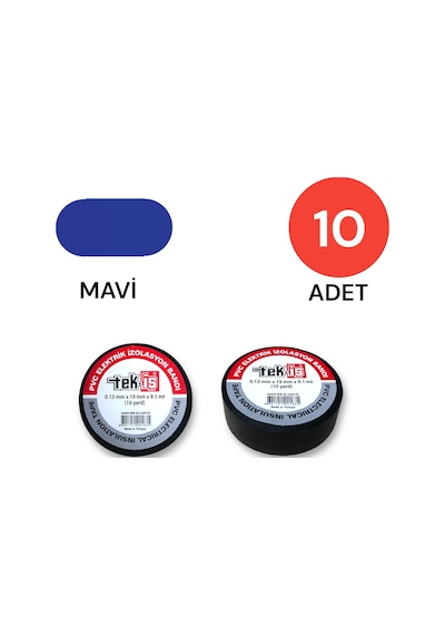 Tek-iş Izole Bant Elektrik Bandı Mavi 10 Adet