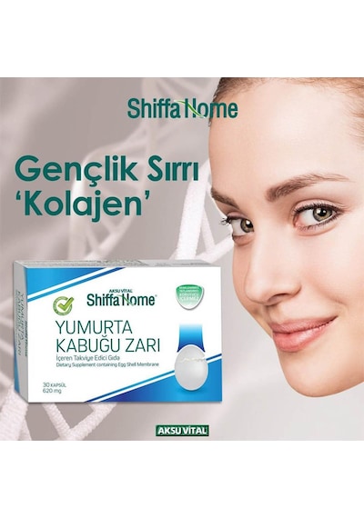 Aksu Vital Shiffa Home Yumurta Kabuğu Zarı 620 MG 30 Kapsül 3 Adet