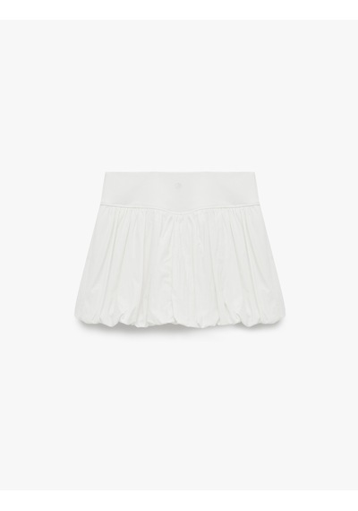 Koton Yüksek Bel Crinkle Paraşüt Kumaş Mini Spor Şort Etek Ekru 6sak40024nw