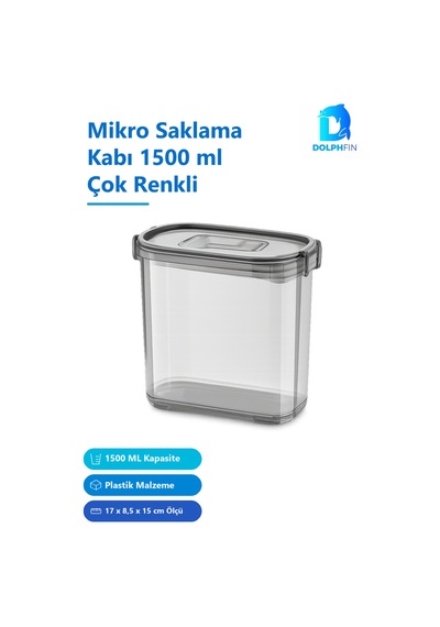 Mikro Saklama Kabı 1500 Ml Çok Renkli 17 X 8,5 X 15 Cm